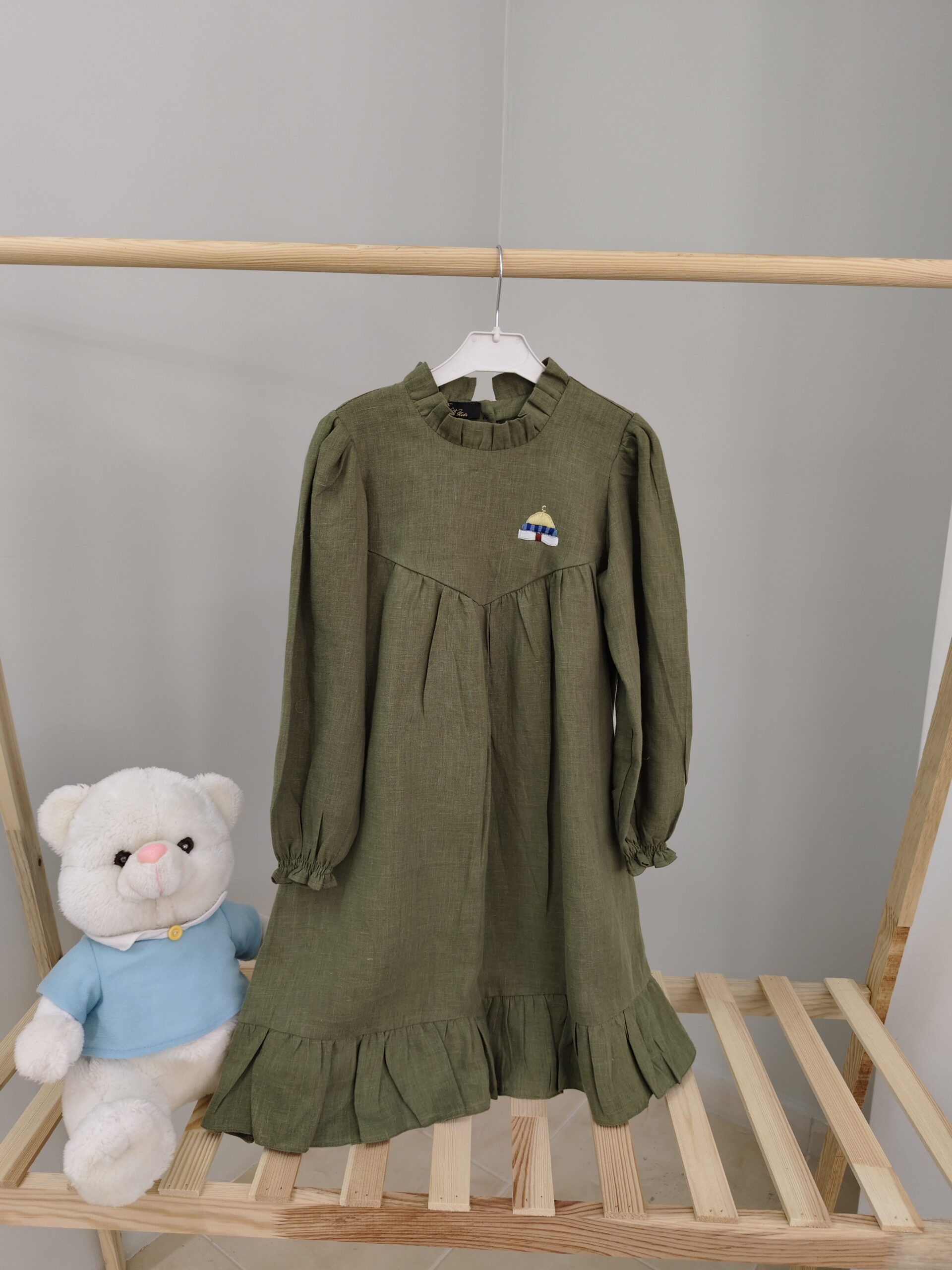 Haki Yeşili Keten Elbise Modelleri