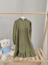 Haki Yeşili Keten Elbise Modelleri