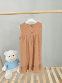 Tarçın Renk V Roba Jile 4-5 Yaş Keten Elbise