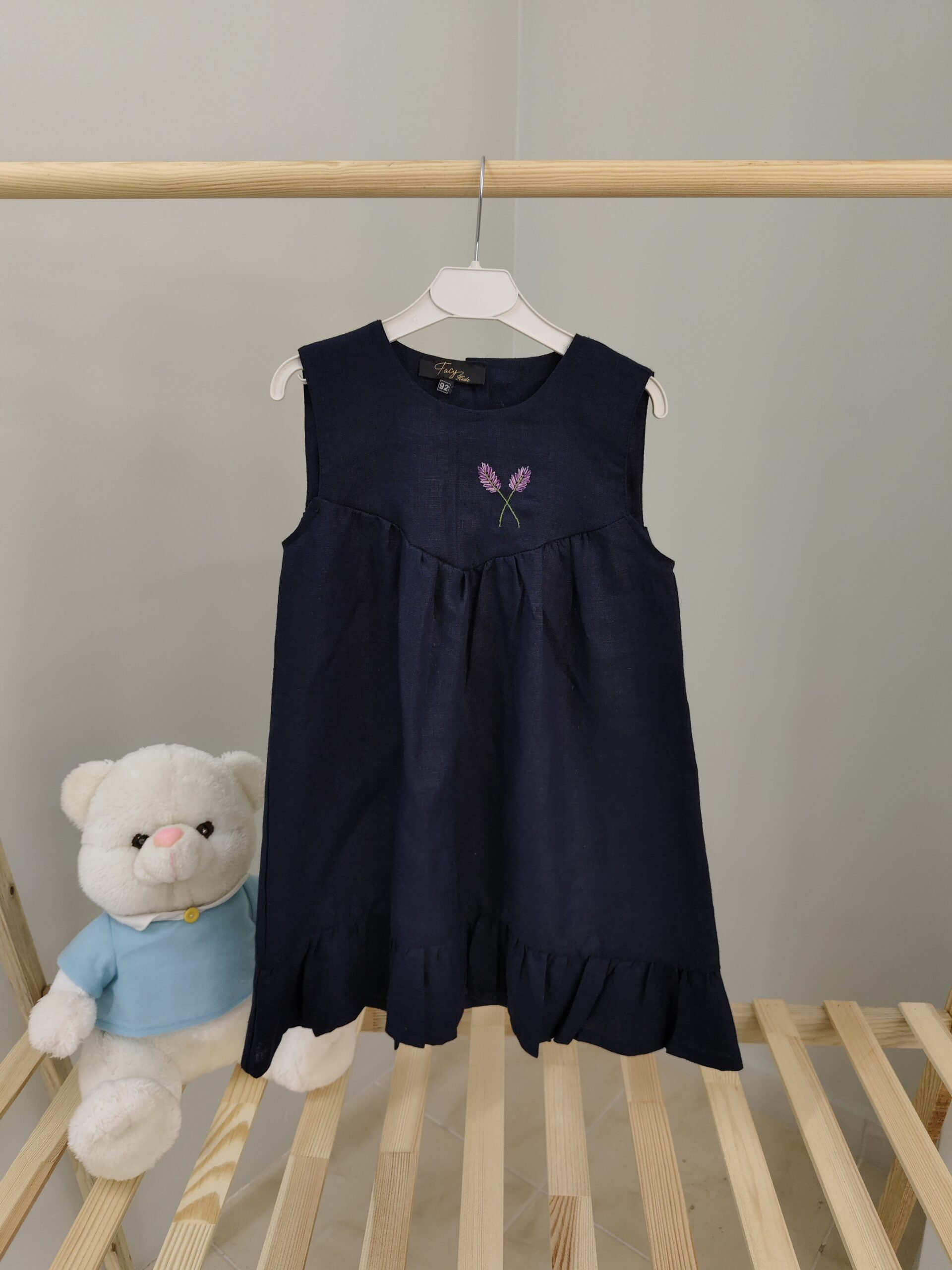 Lacivert V Roba 2-3 Yaş Jile Keten Elbise