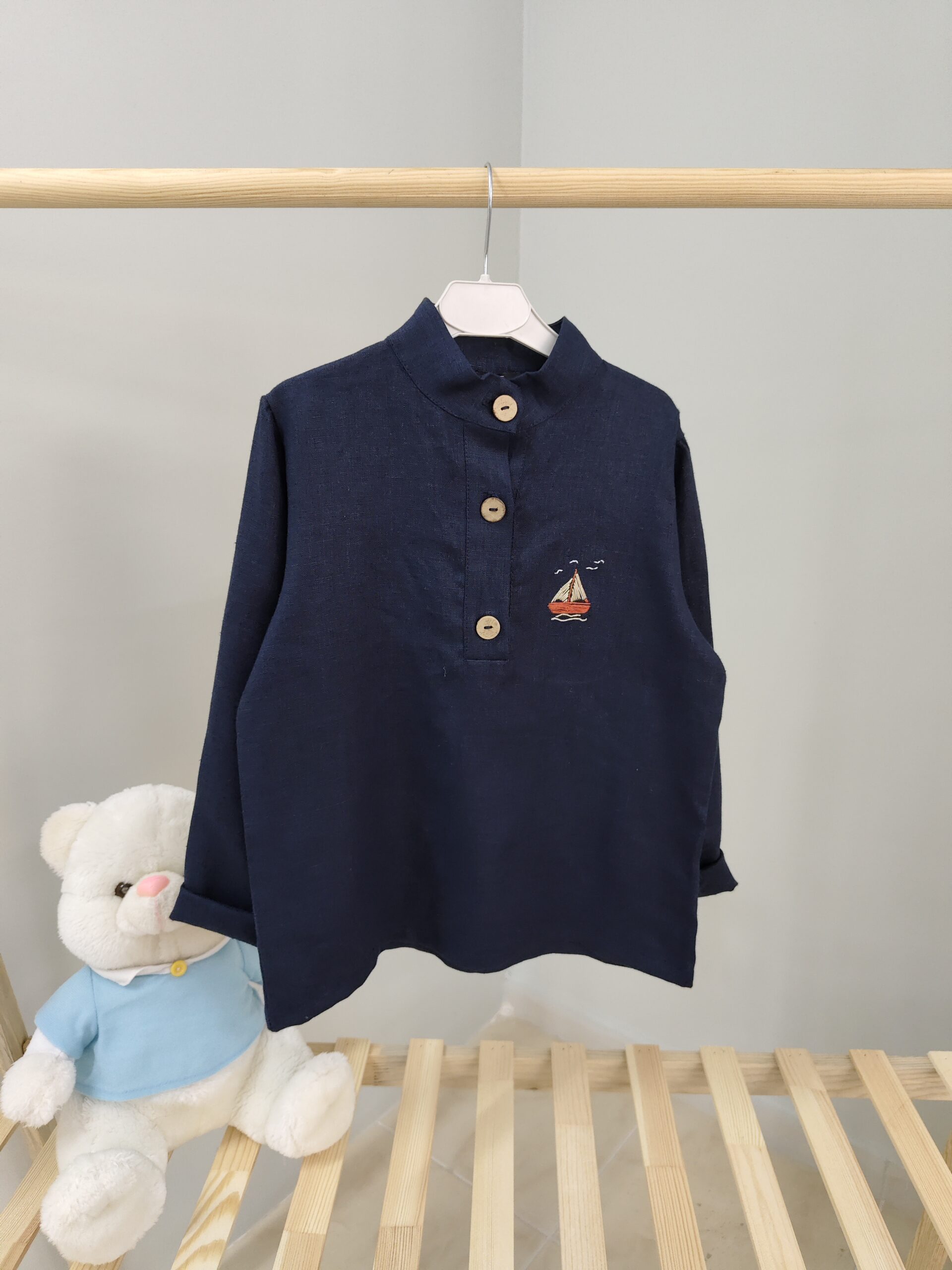 Lacivert 8-9 Yaş Uzun Kol Gömlek