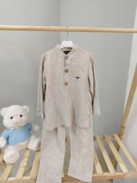 Kırçıllı Krem Keten Gömlek ve Pantolon Takım