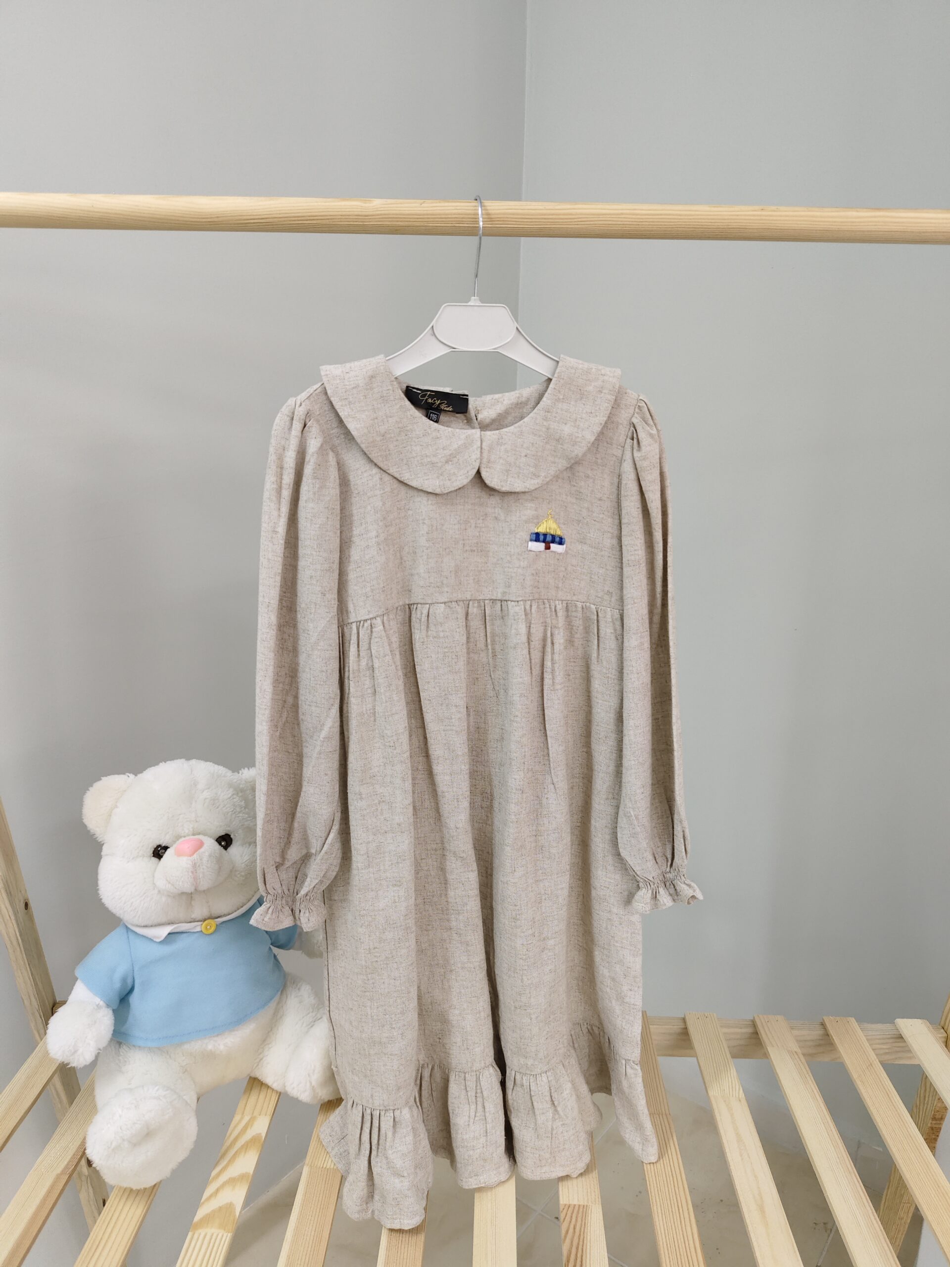 Kırçıllı Krem Keten Elbise Modelleri - Görsel 4