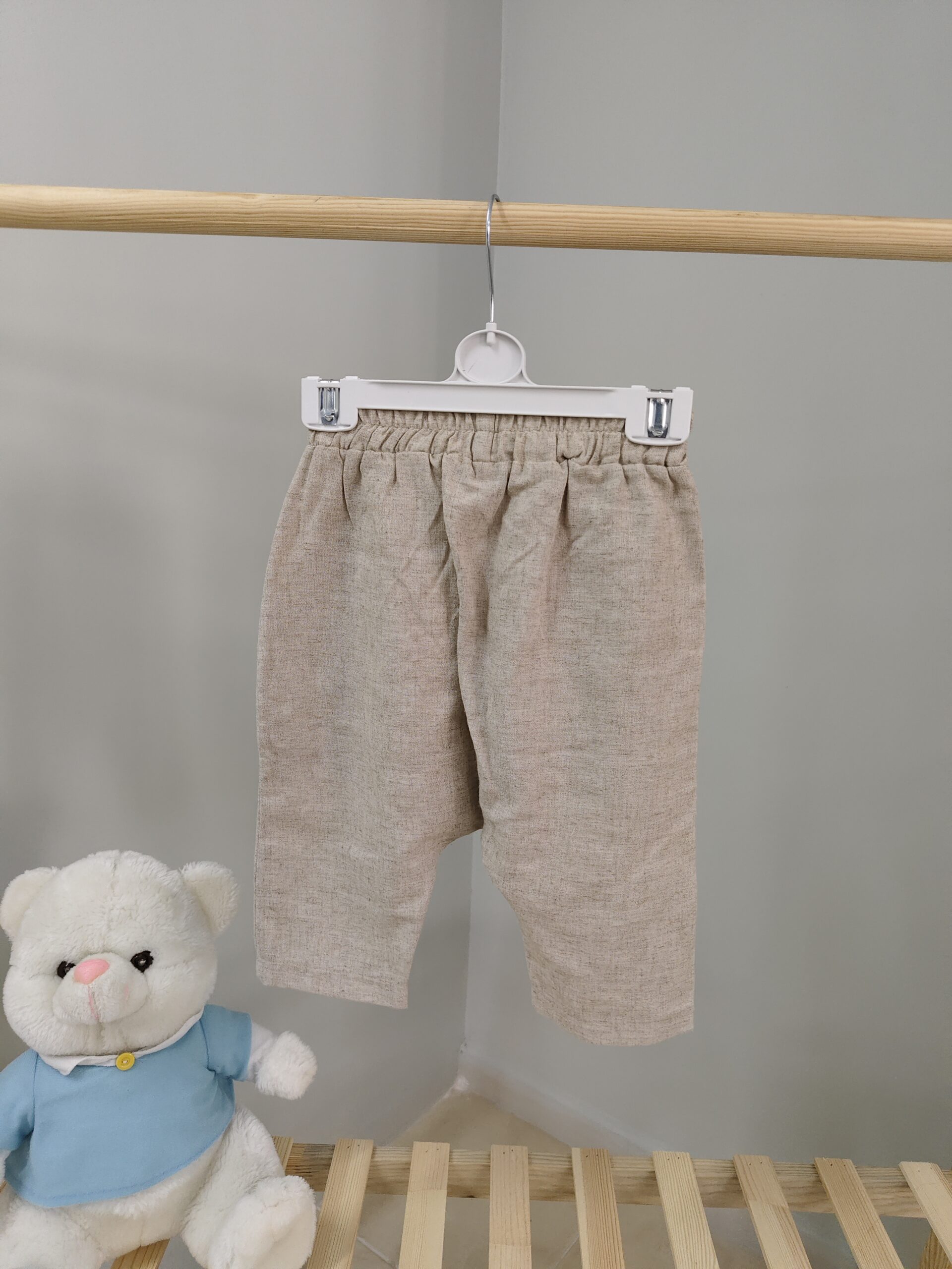 Kırçıllı Krem Renk 0-1 Yeş Keten Şalvar - Görsel 2