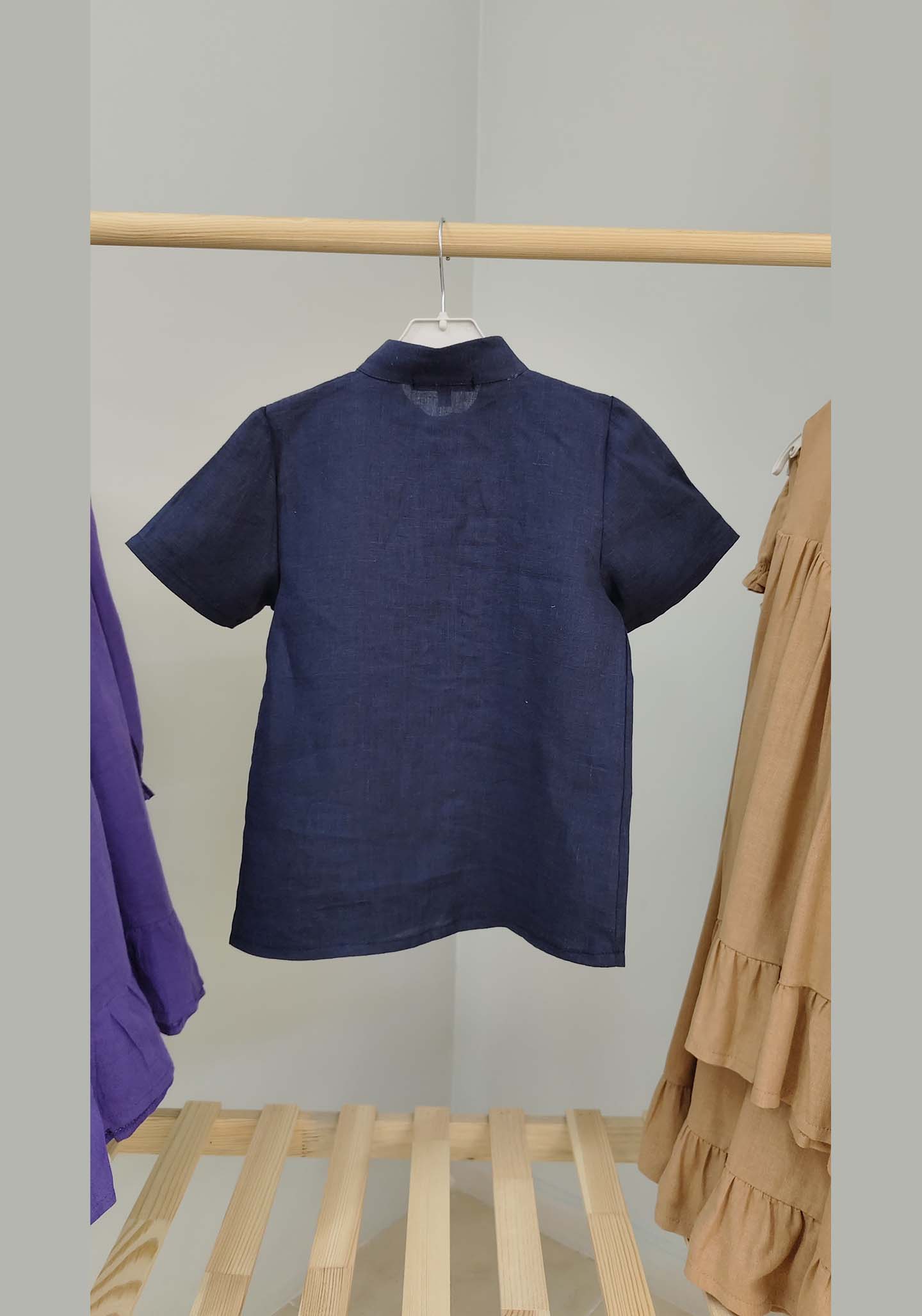 Lacivert Renk 4-5 Yaş Kısa Kol Gömlek - Görsel 2