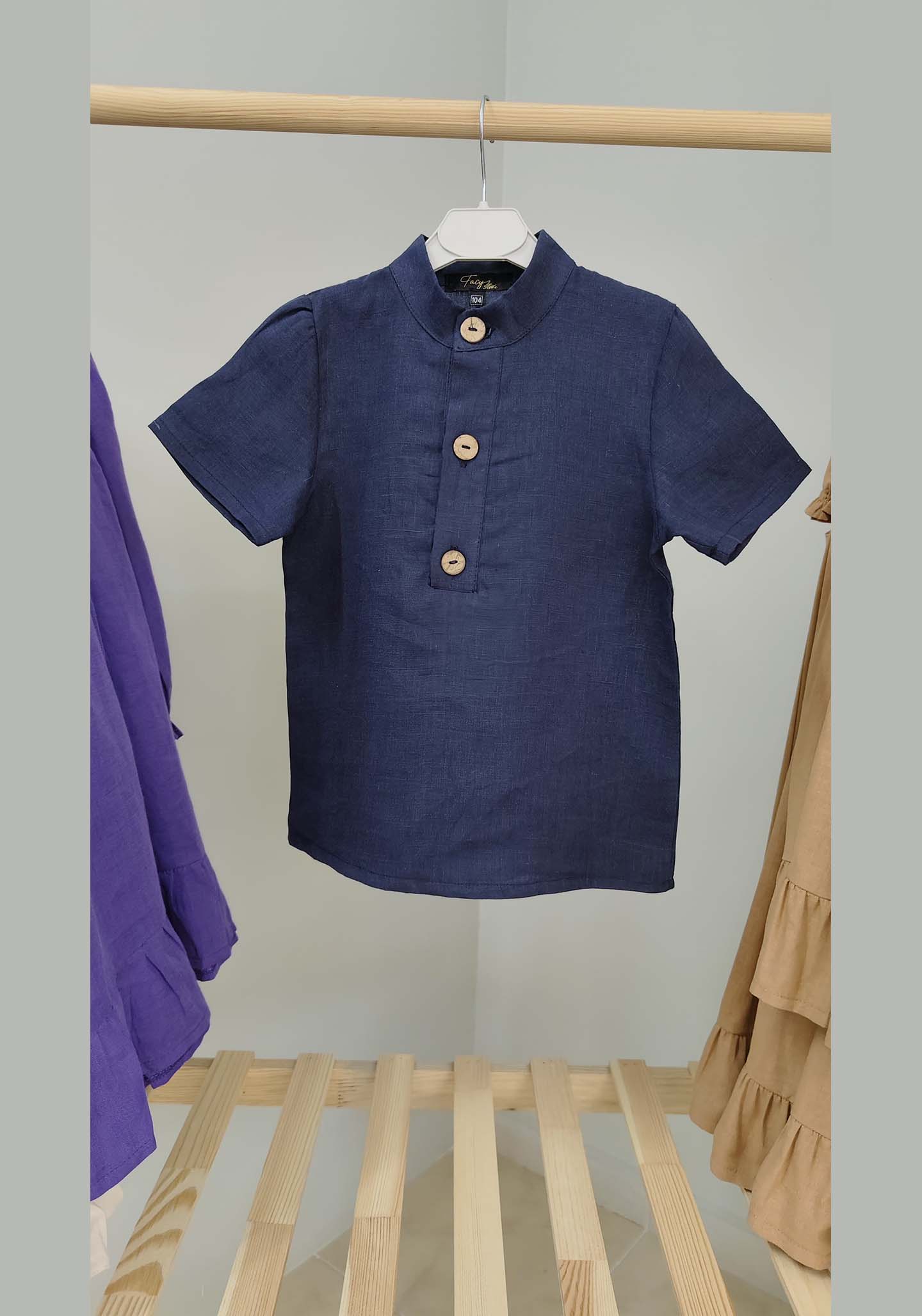 Lacivert Renk 4-5 Yaş Kısa Kol Gömlek