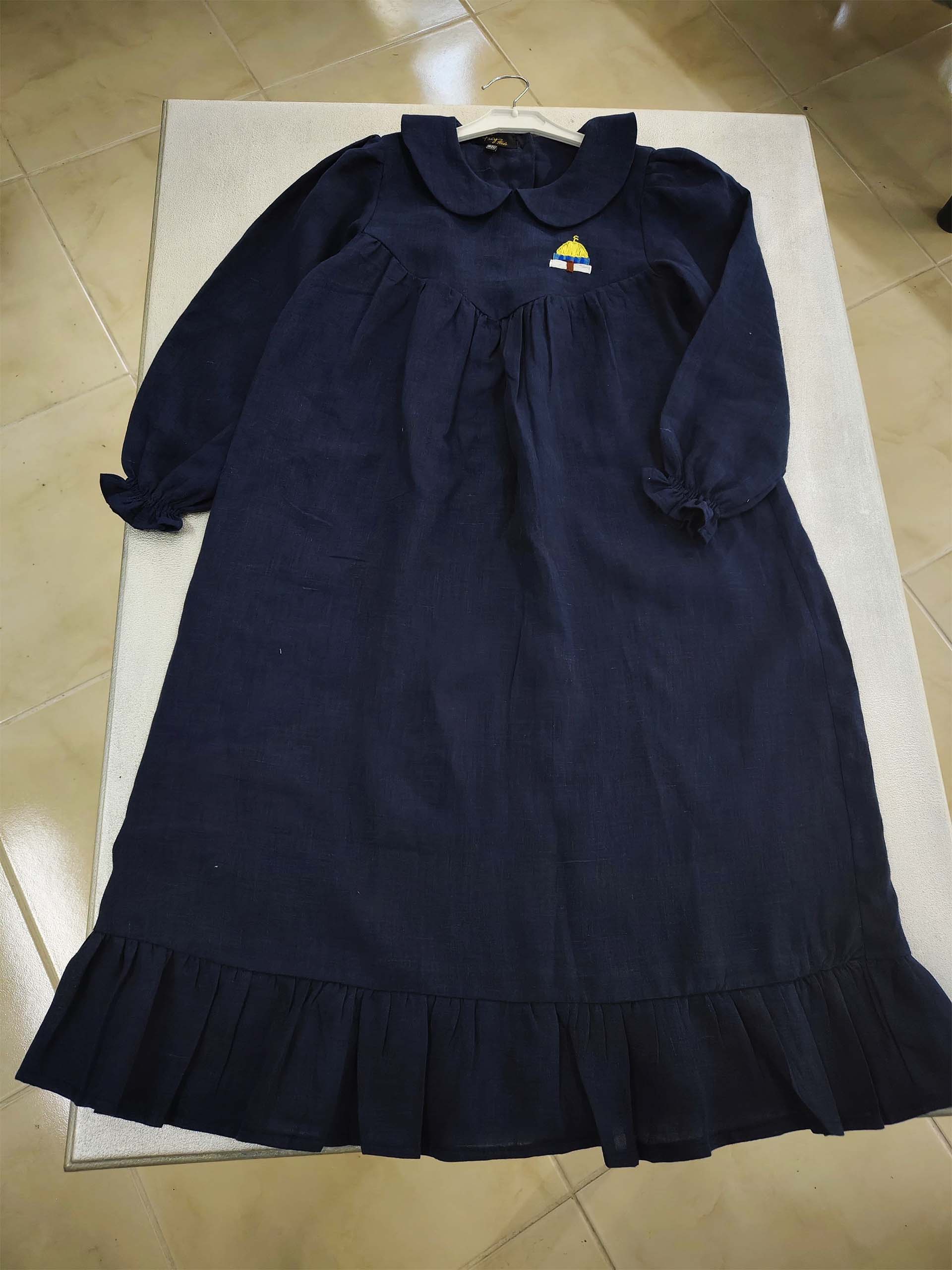 Lacivert Keten Düz ve V Roba Elbise Modelleri - Görsel 3