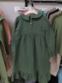 Koyu Turkuaz Yeşili Müslin Elbise Modelleri