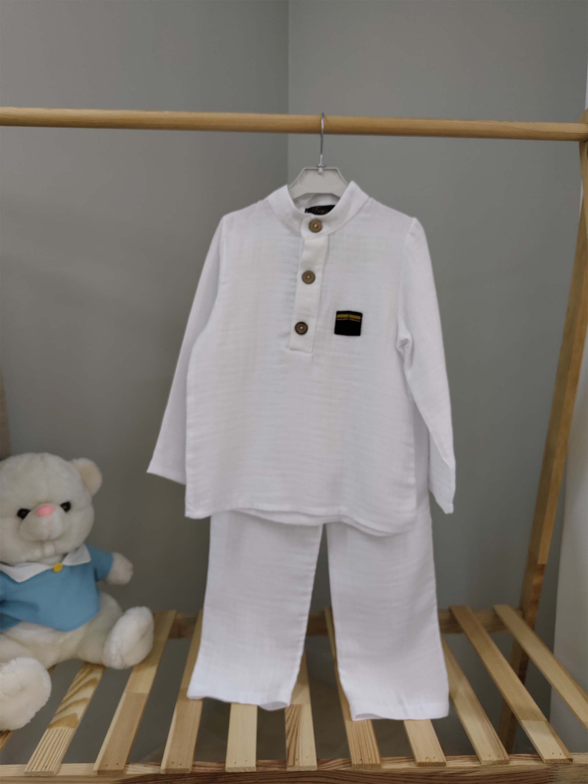 Beyaz Müslin Tek Gömlek Modeli - Görsel 2