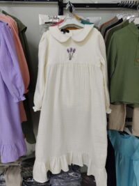 Krem Renk Müslin Elbise Modelleri