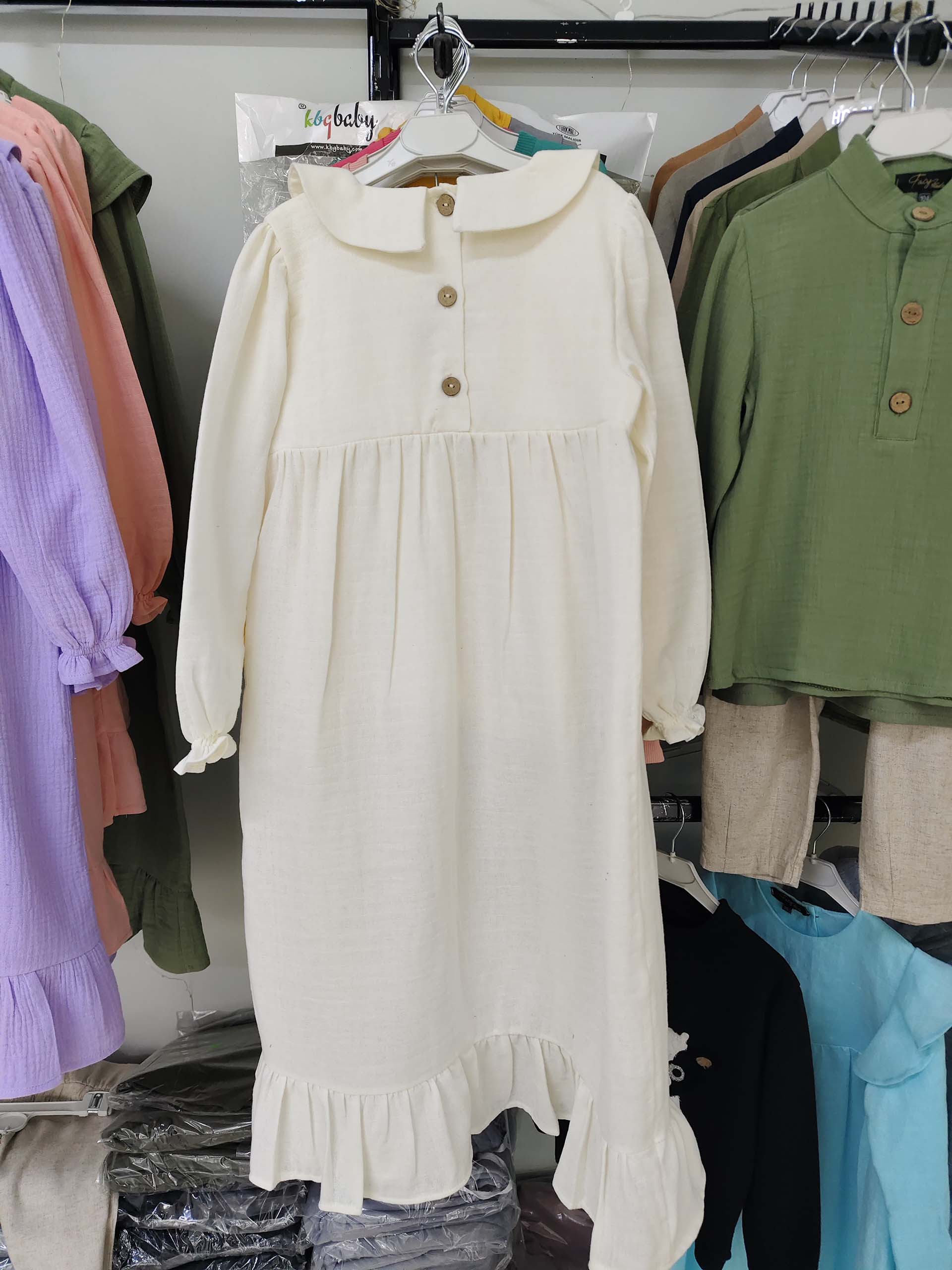 Krem Renk Müslin Elbise Modelleri - Görsel 2