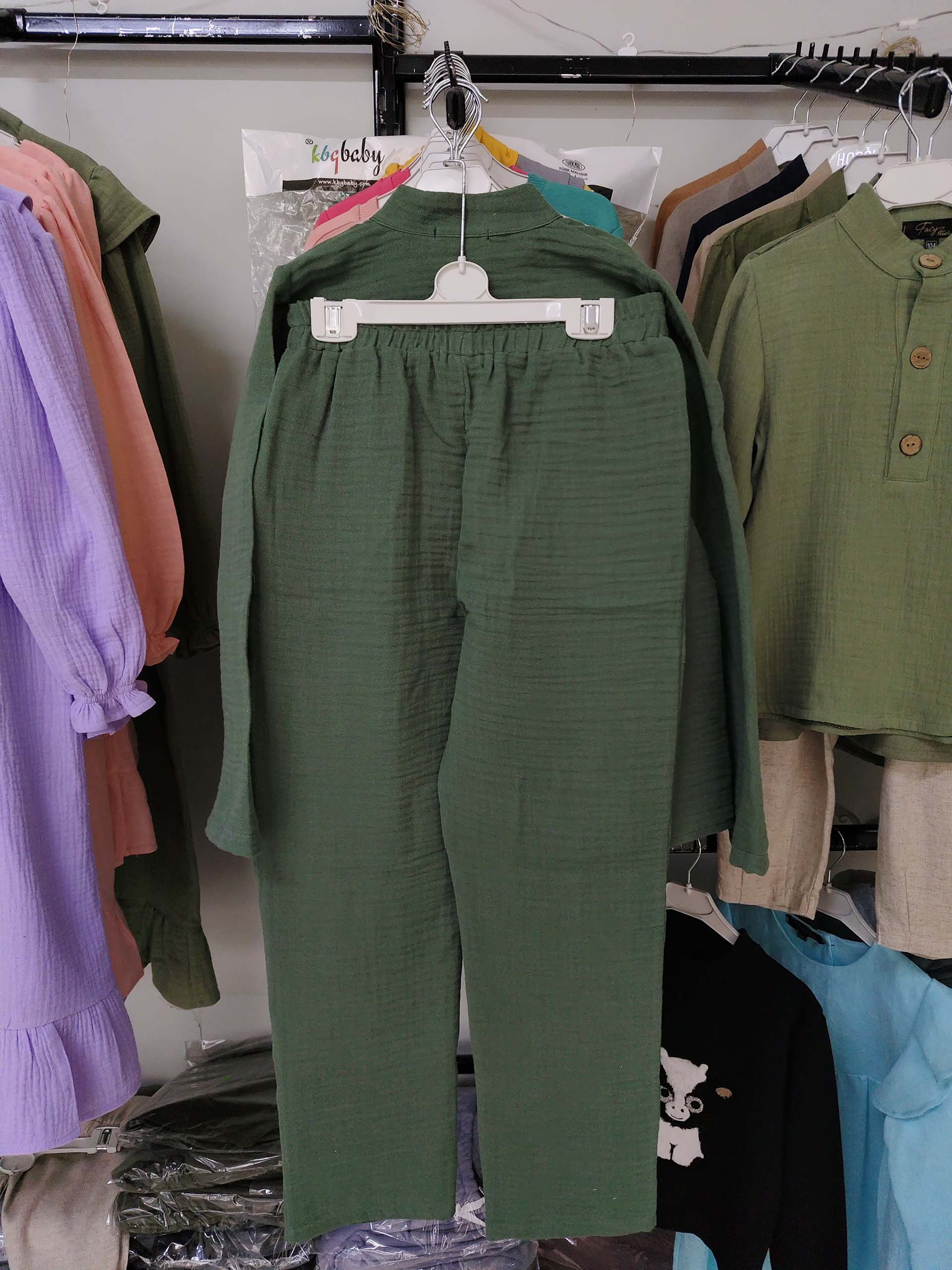 Koyu Turkuaz Yeşili Müslin Tek Gömlek Modeli - Görsel 2