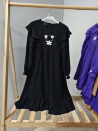 Siyah Keten Elbise 4-5 Yaş