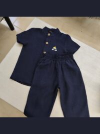 Lacivert Keten Gömlek ve Pantolon Takım