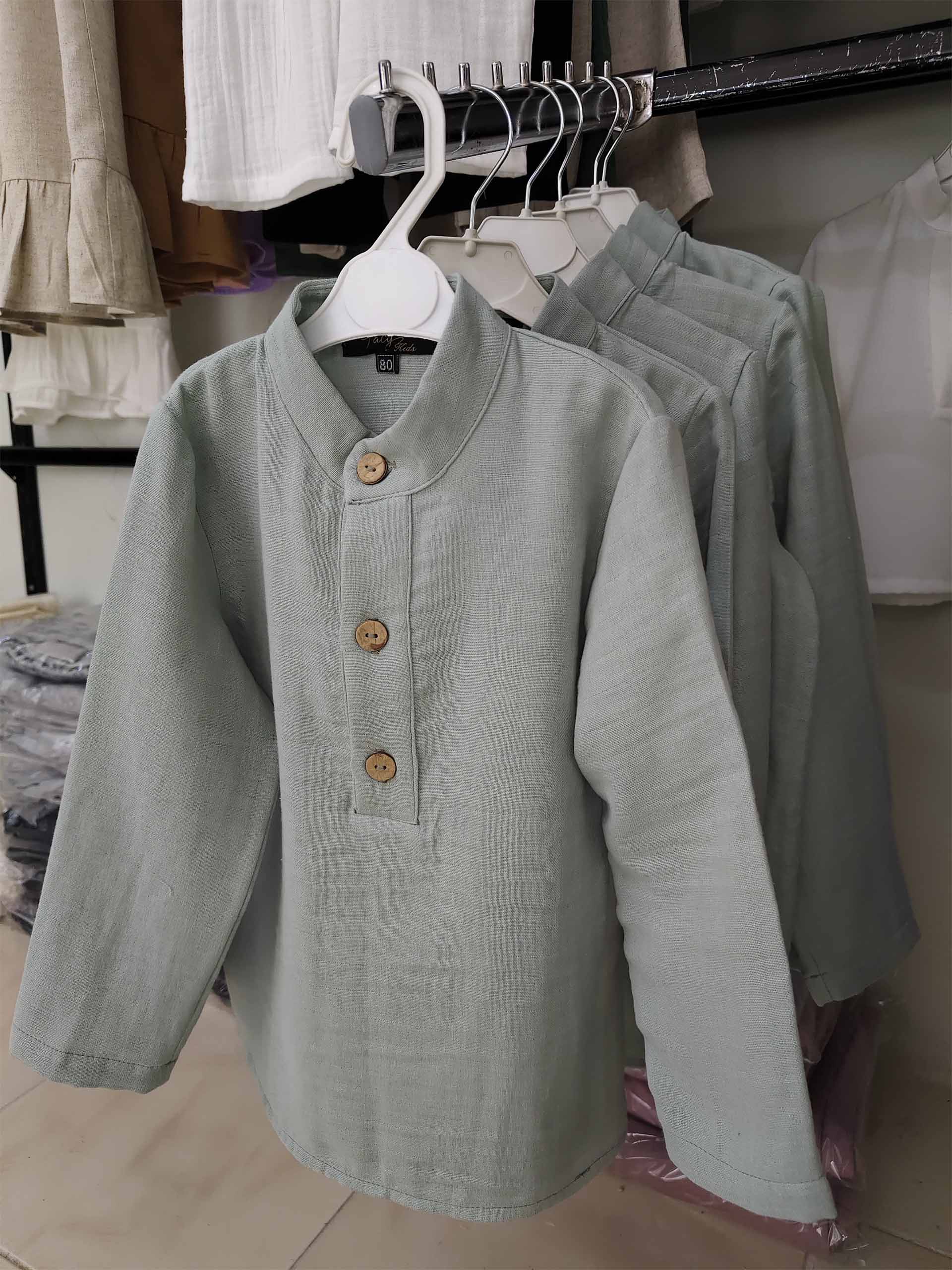 Su Yeşili Müslin Tek Gömlek Sınırlı Sayı 6-11 Yaş - Görsel 3