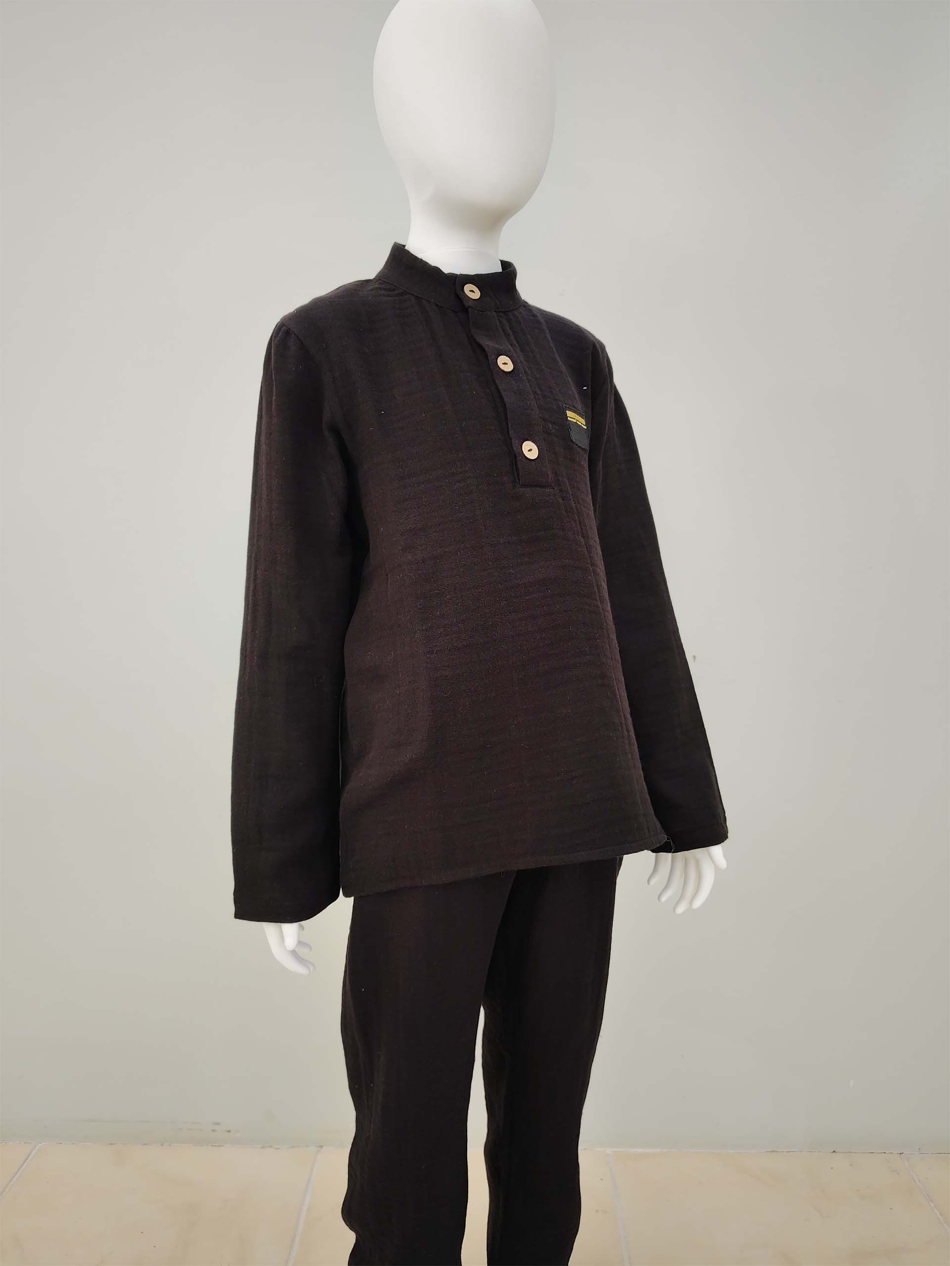 Siyah Müslin Gömlek ve Pantolon/Şalvar Takım - Görsel 3