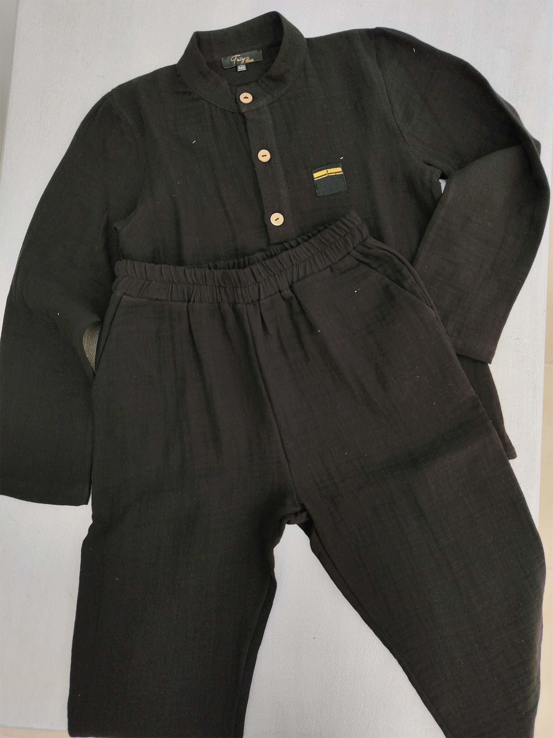 Siyah Müslin Gömlek ve Pantolon/Şalvar Takım