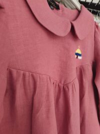 Gül Kurusu Keten Düz ve V Roba Elbise Modelleri