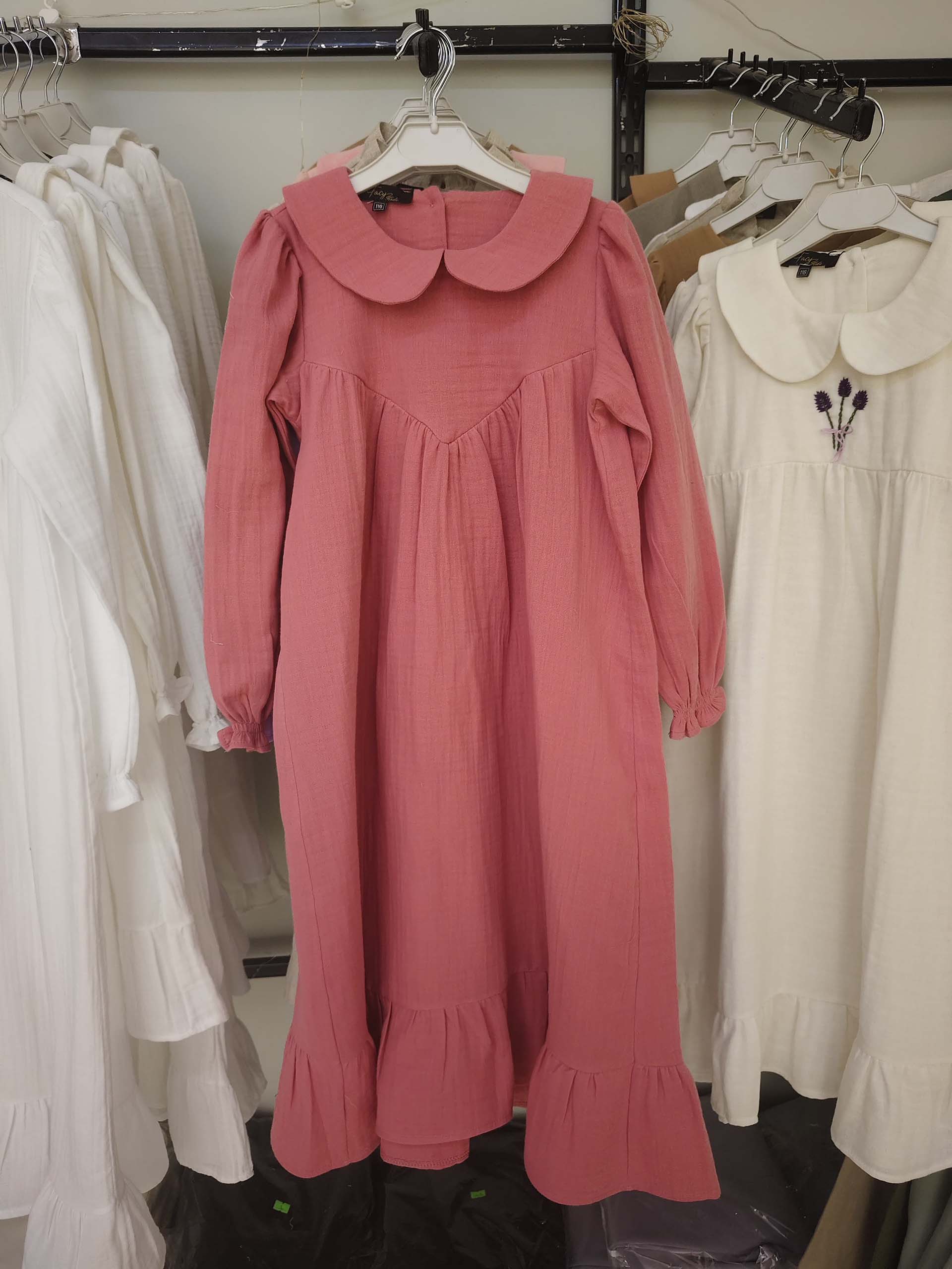 Gül Kurusu Renk Müslin Elbise Modelleri