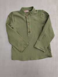 Çağla Yeşili Müslin Tek Gömlek Modeli