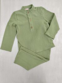 Çağla Yeşili Müslin Gömlek ve Pantolon/Şalvar Takım