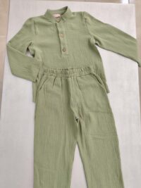 Çağla Yeşili Müslin Gömlek ve Pantolon/Şalvar Takım