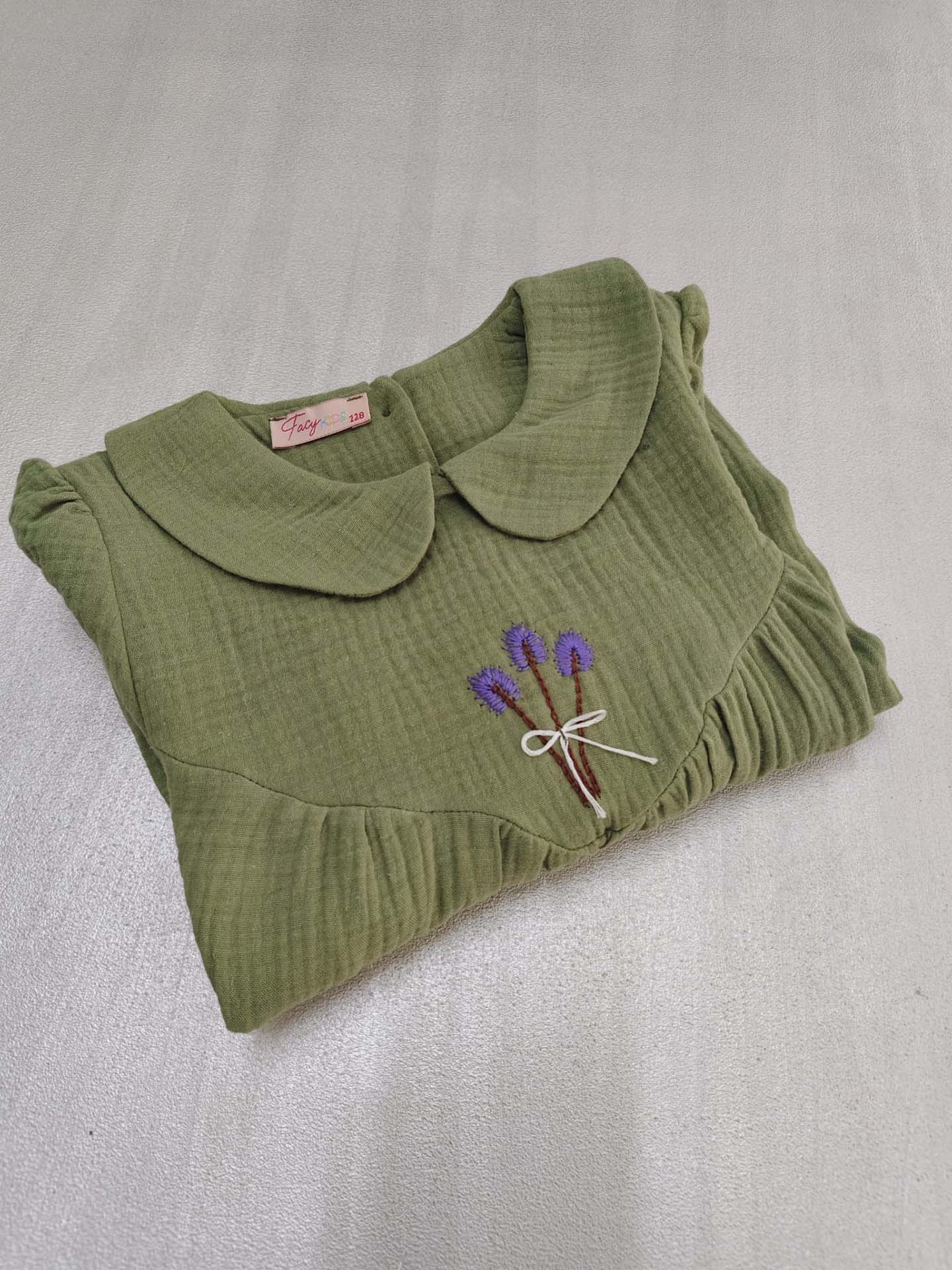 Çağla Yeşili Müslin Elbise Modelleri - Görsel 3