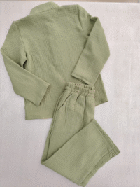 Çağla Yeşili Müslin Tek Gömlek Modeli