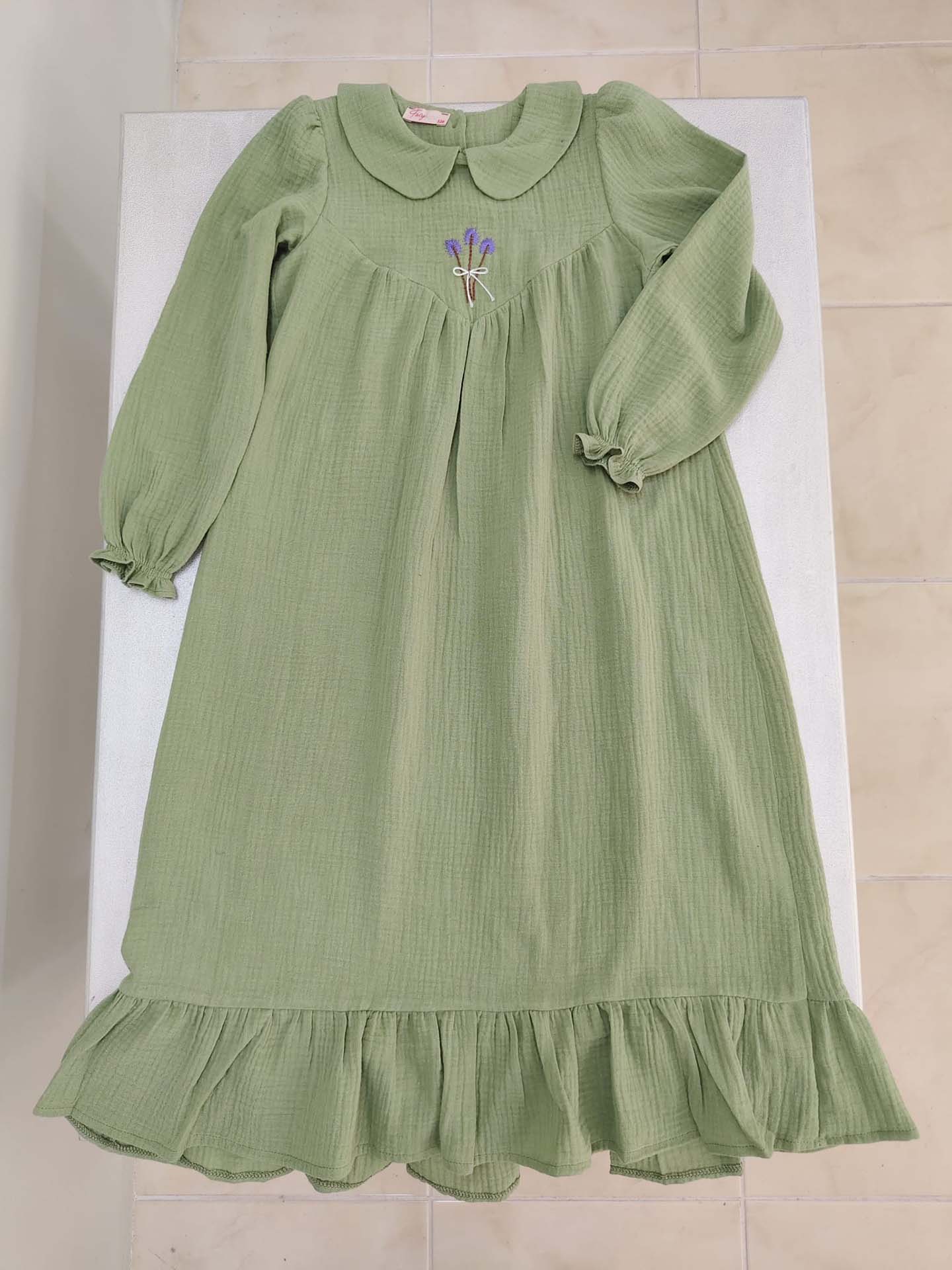 Çağla Yeşili Müslin Elbise Modelleri