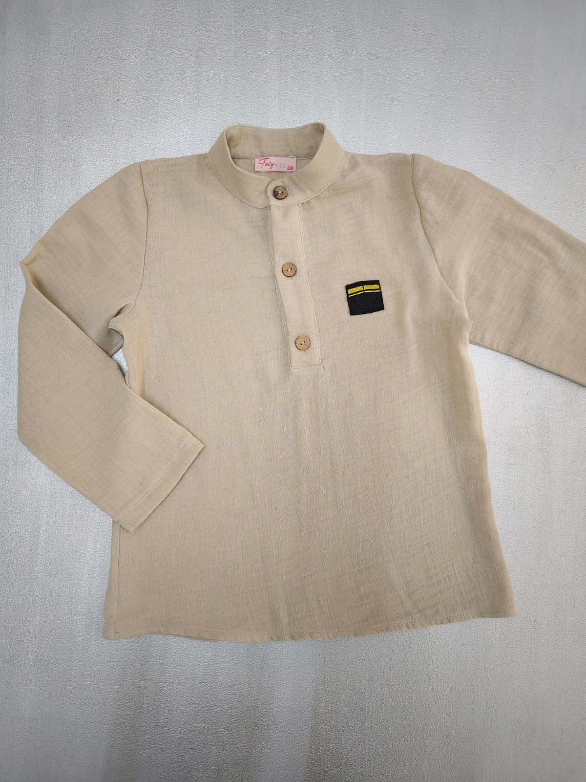 Taş Rengi Müslin Tek Gömlek Modeli - Görsel 2