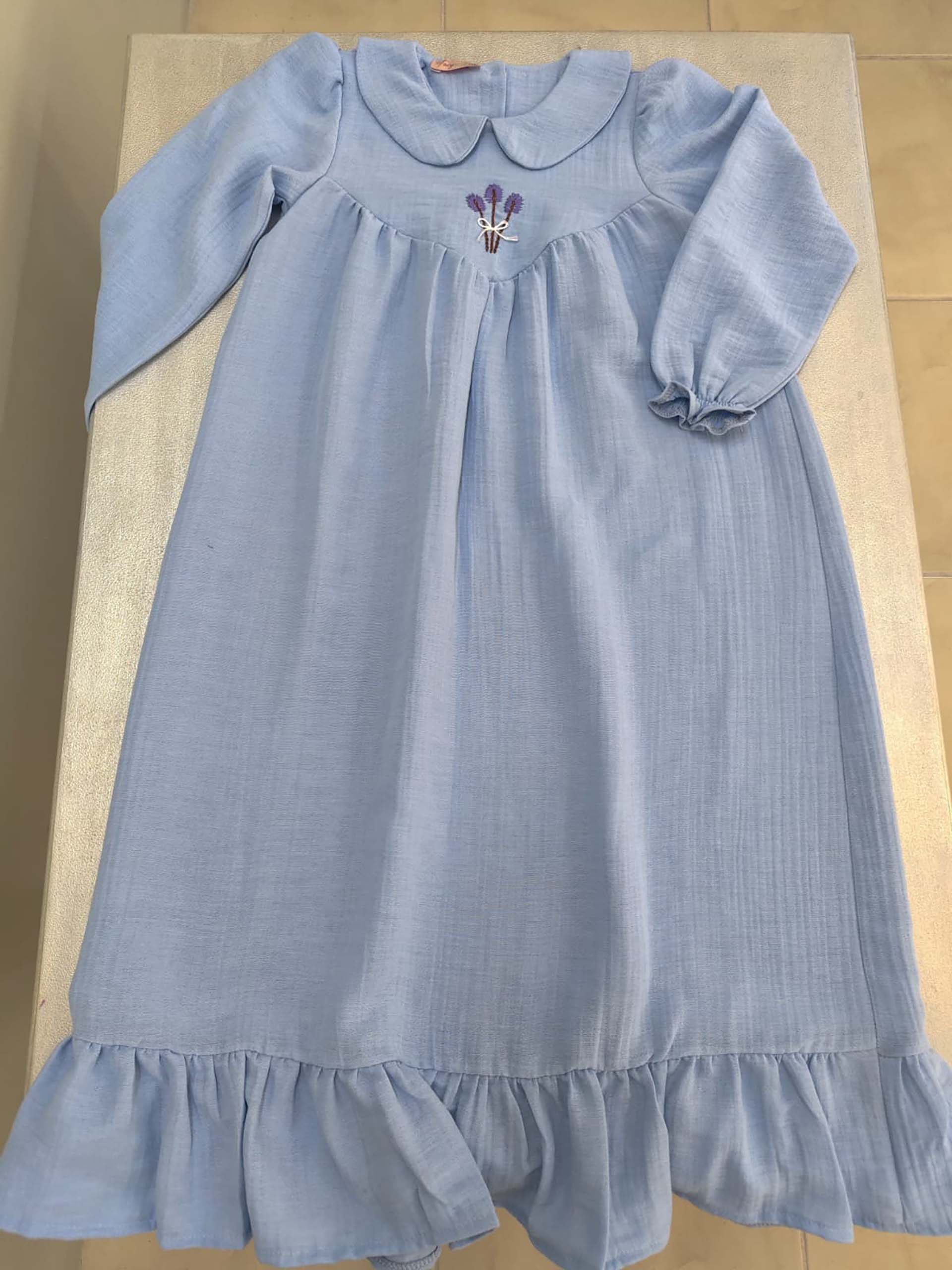 Bebe Mavisi Müslin Elbise Modelleri