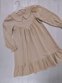 Bej Rengi Viskon Keten V-Roba Bebe Yaka Elbiseler